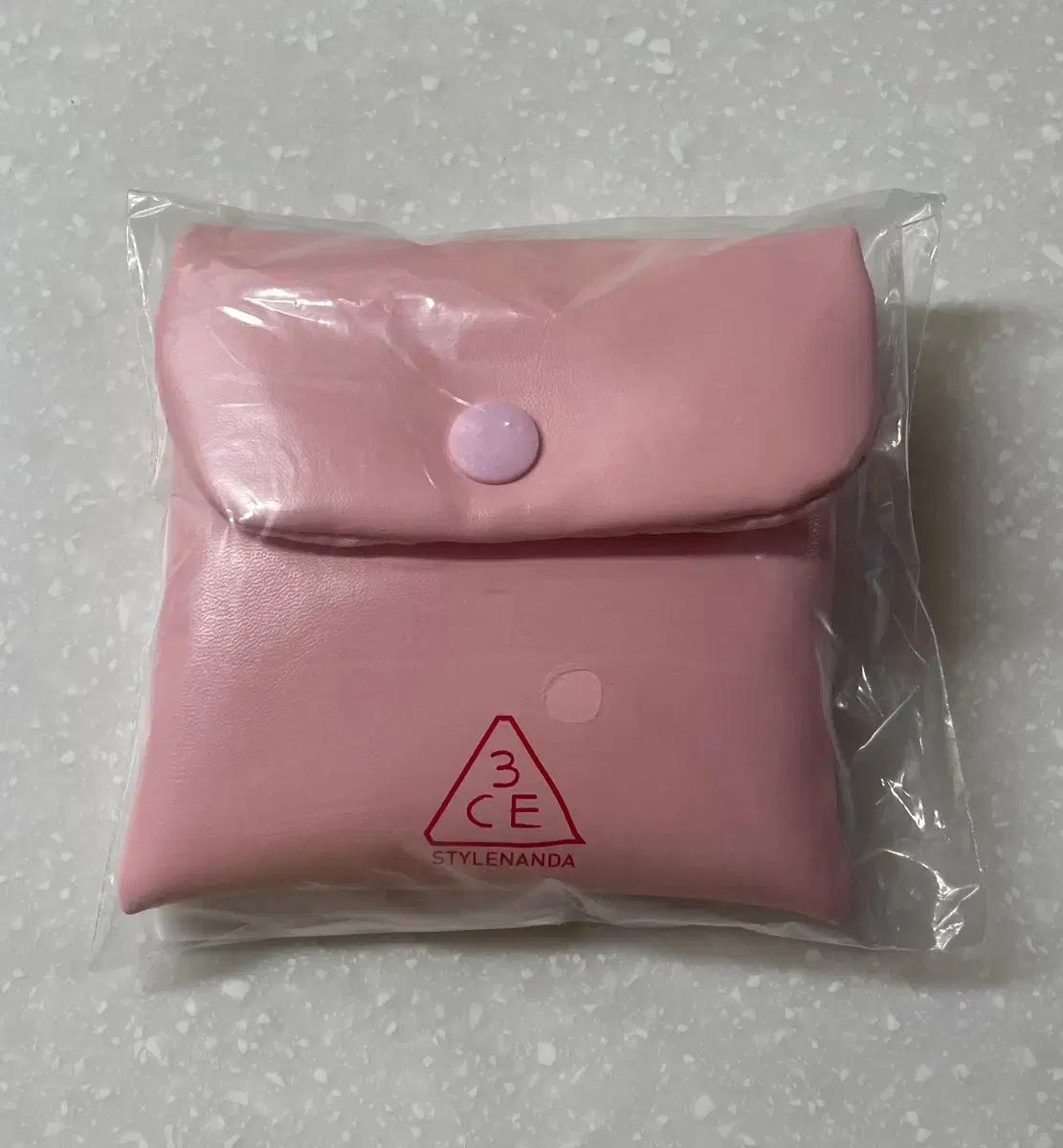 3CE 블러쉬 버튼 파우치 핑크(가죽제품)