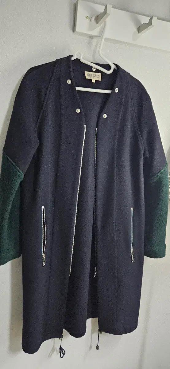 KENZO 겐조 네이비 그린 배색 코트