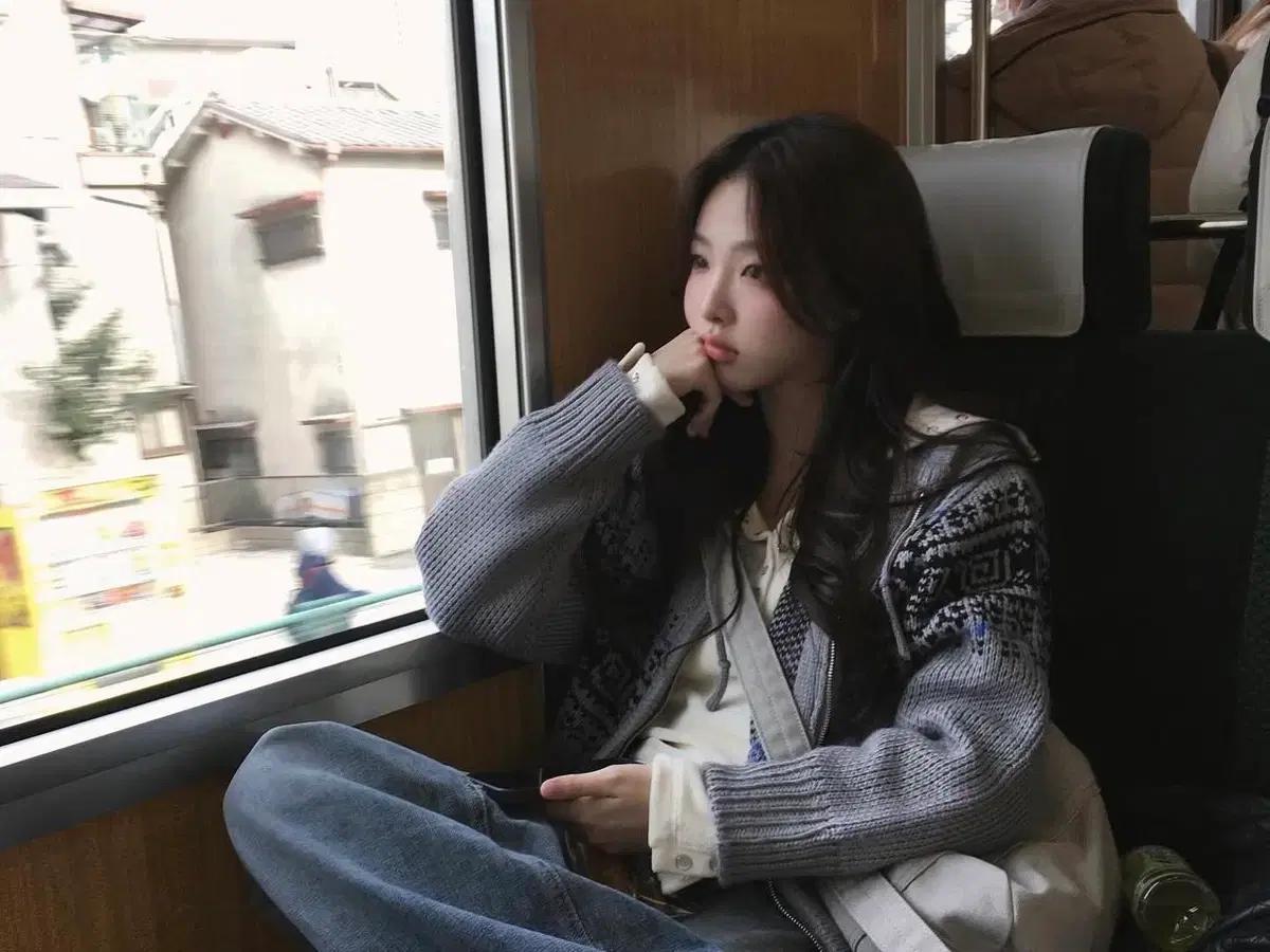 엔조블루스 노르딕 니트집업 후디