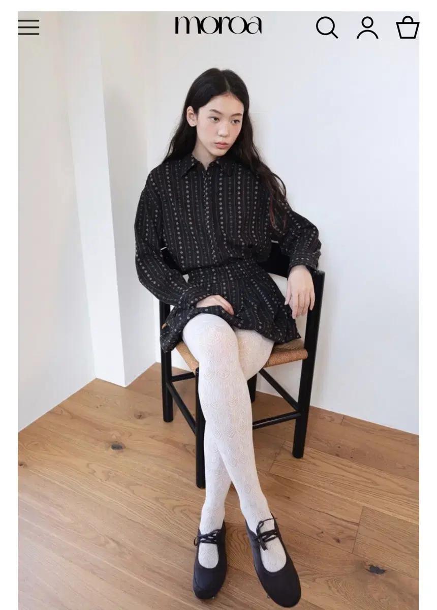 모로아 moroa 자카드 셔츠 & 스커트 셋업