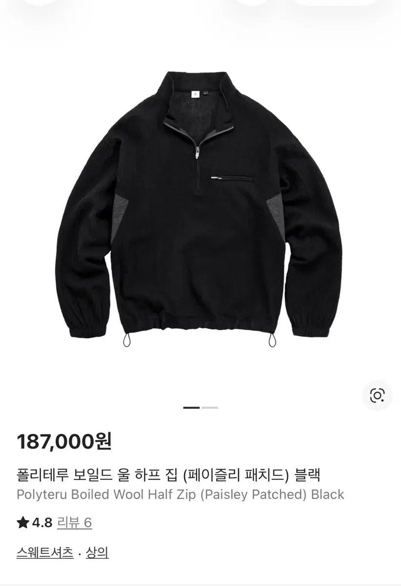 폴리테루 보일드 울 하프집 블랙 2사이즈 (패치없는버전)
