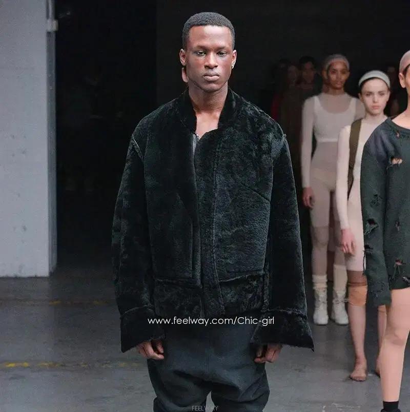 Yeezy Season 1 이지 블랙 양털 무스탕 시어링 자켓