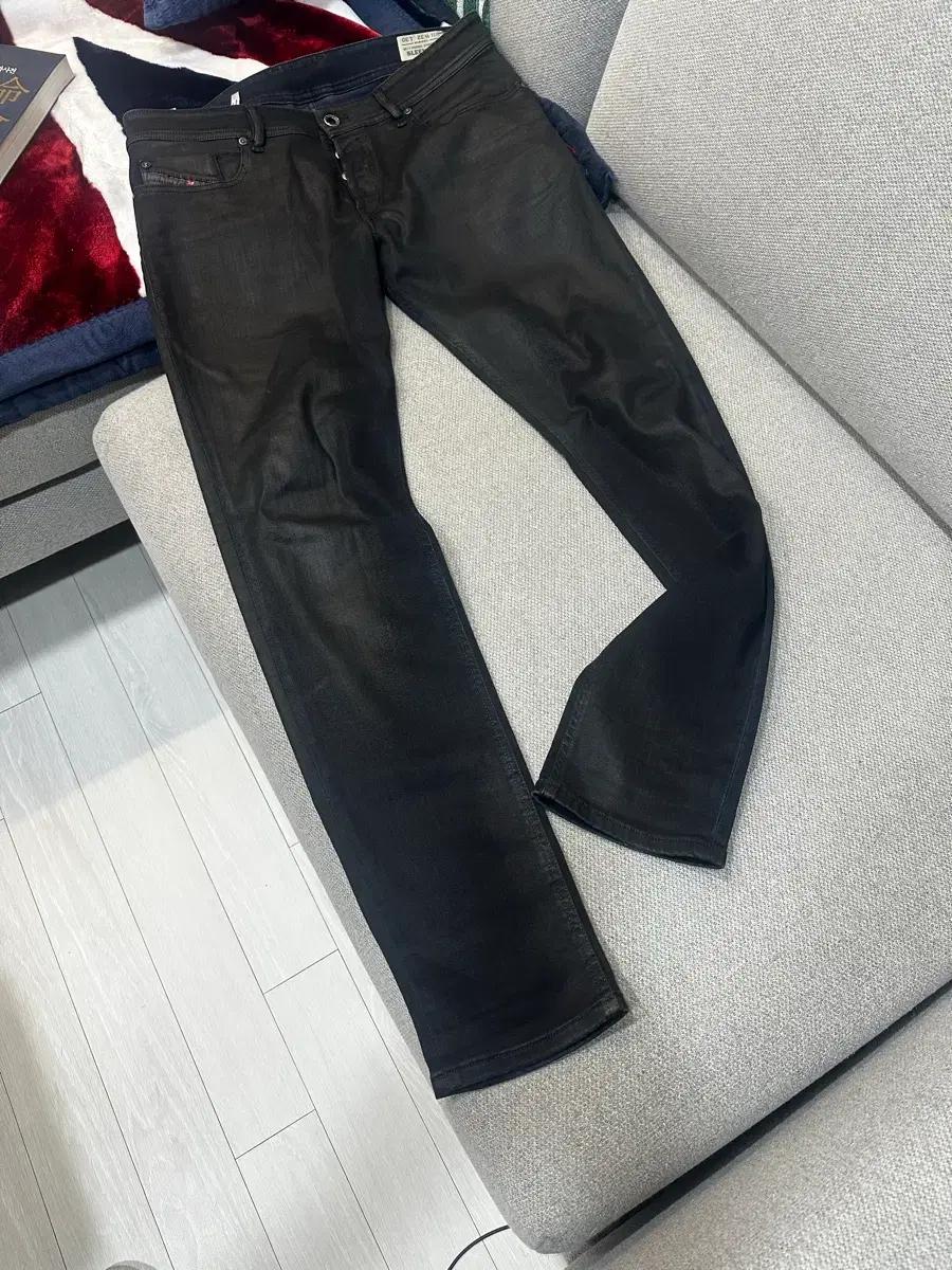 디젤 블랙라벨 블랙 이중코팅 데님 바지