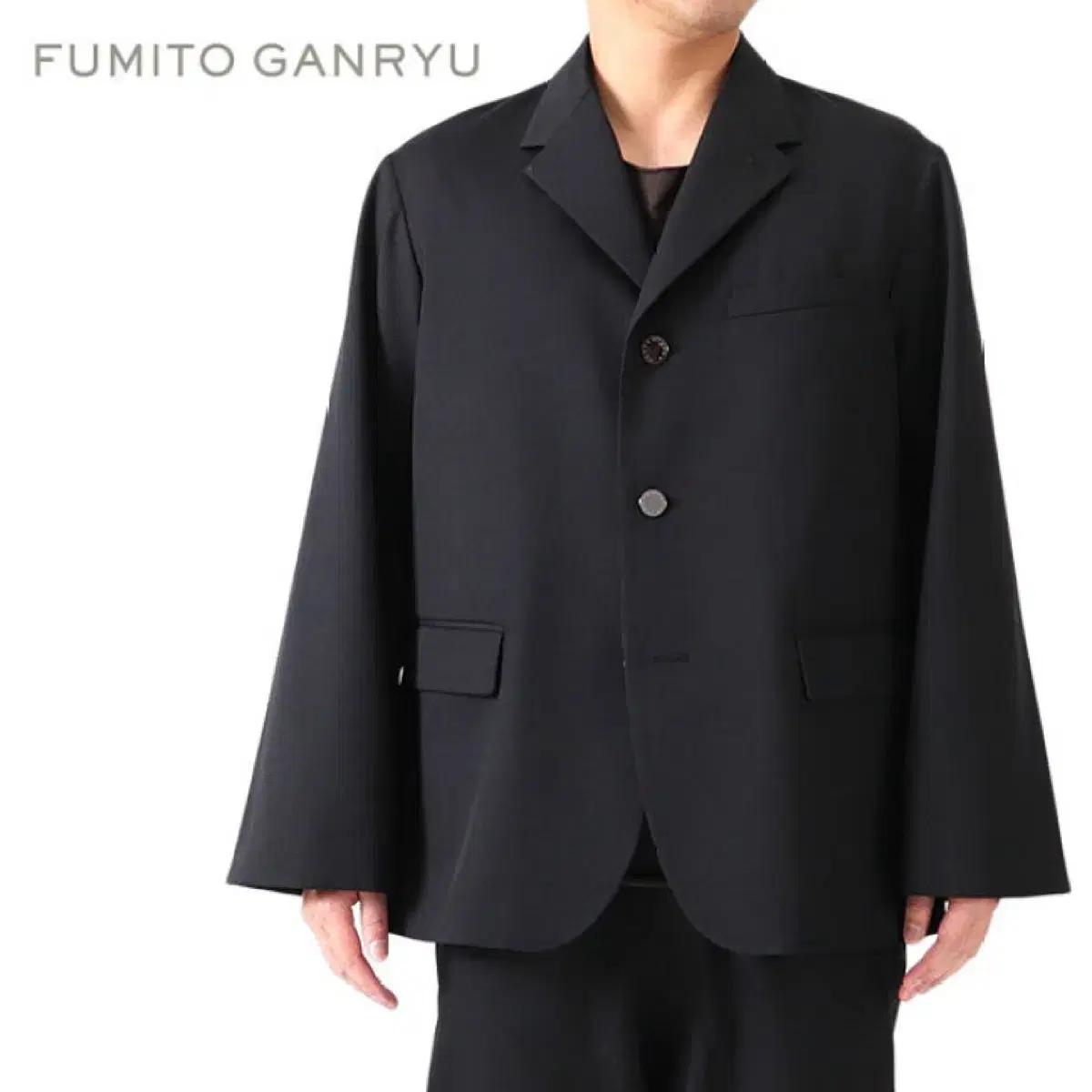 FUMITO GANRYU 블랙 블레이저 사이즈 2