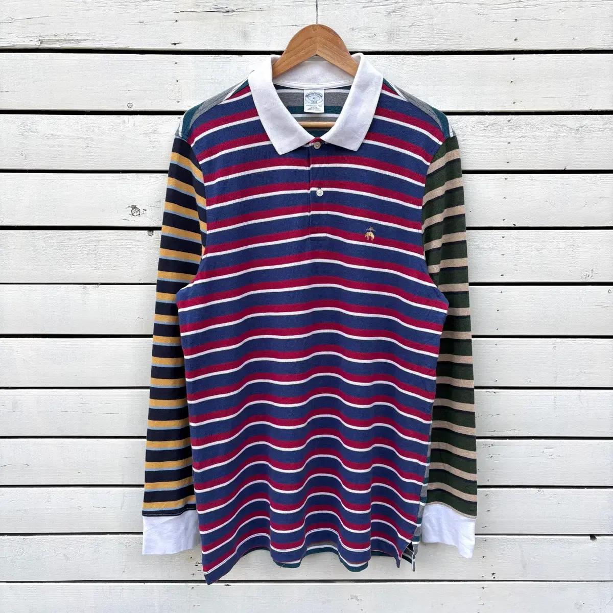 Brooks Brothers 브룩스브라더스 스트라이프 카라티 롱슬리브