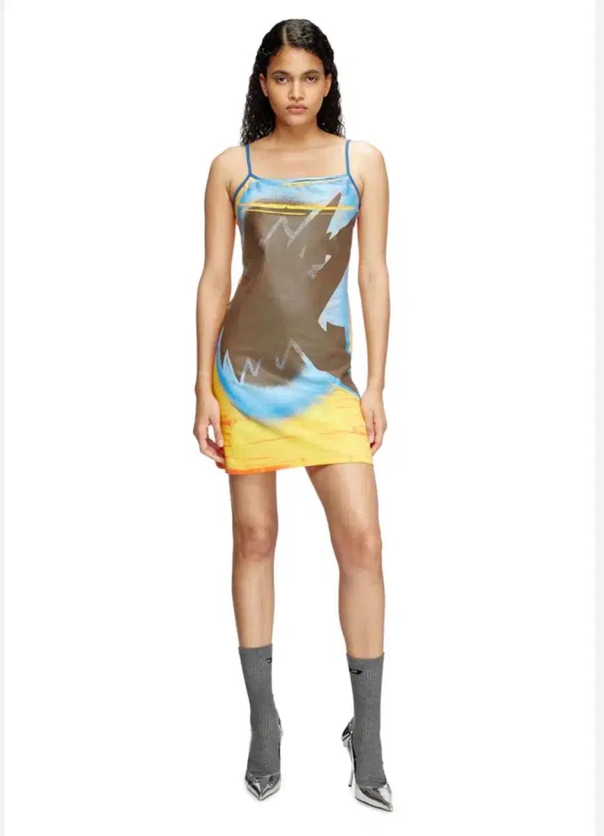 디젤 Diesel Mini Dress With Blowout Print