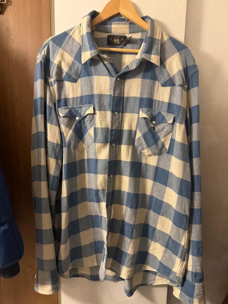 Rrl 블루체크 웨스턴 셔츠