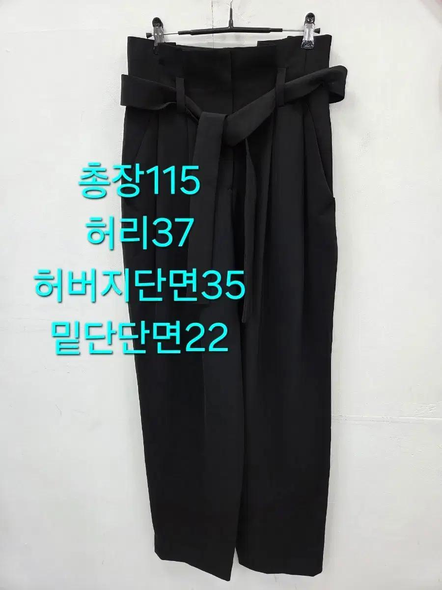 36 COS 코스 블랙  벨트 와이드 정장 팬츠