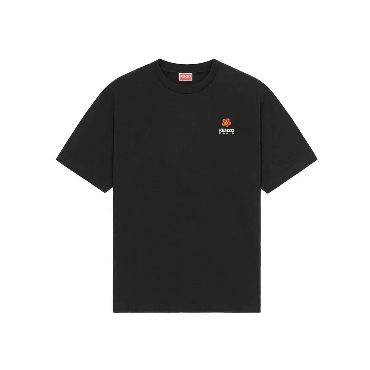 KENZO 겐조 블랙 플라워 자수 반팔 티셔츠