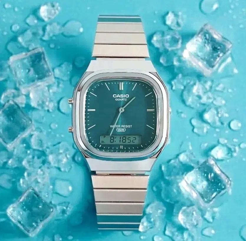 카시오 casio AQ-240 민트 블루 메탈 시계