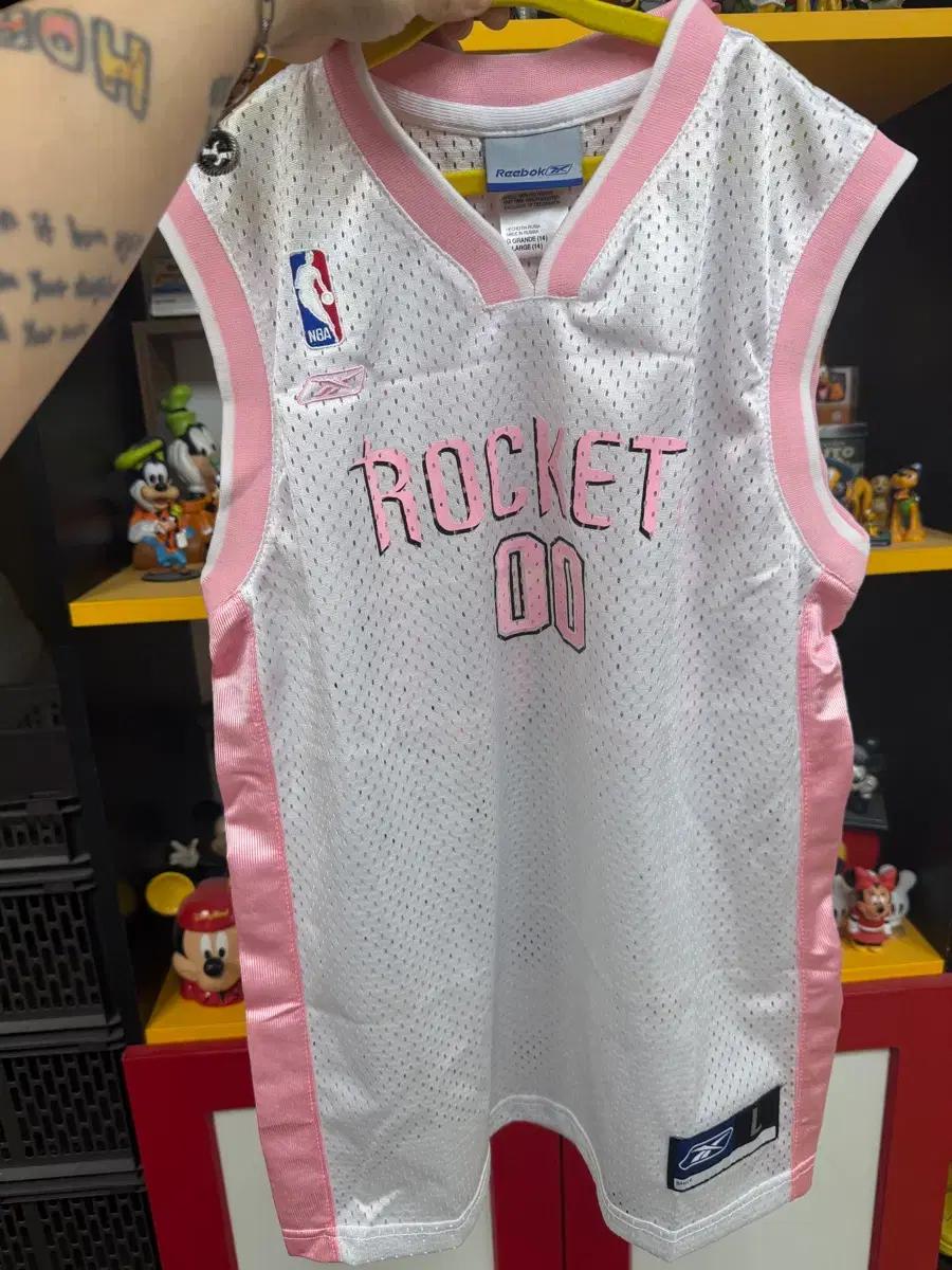 리복 NBA 로켓 농구 유니폼 핑크 L