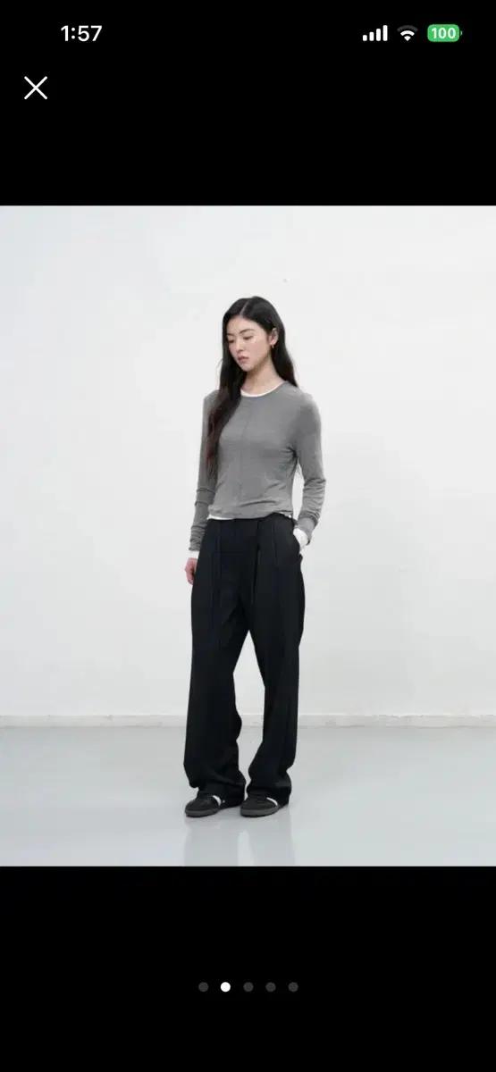 제너럴아이디어 소프트 라운드넥 핀턱 티셔츠
