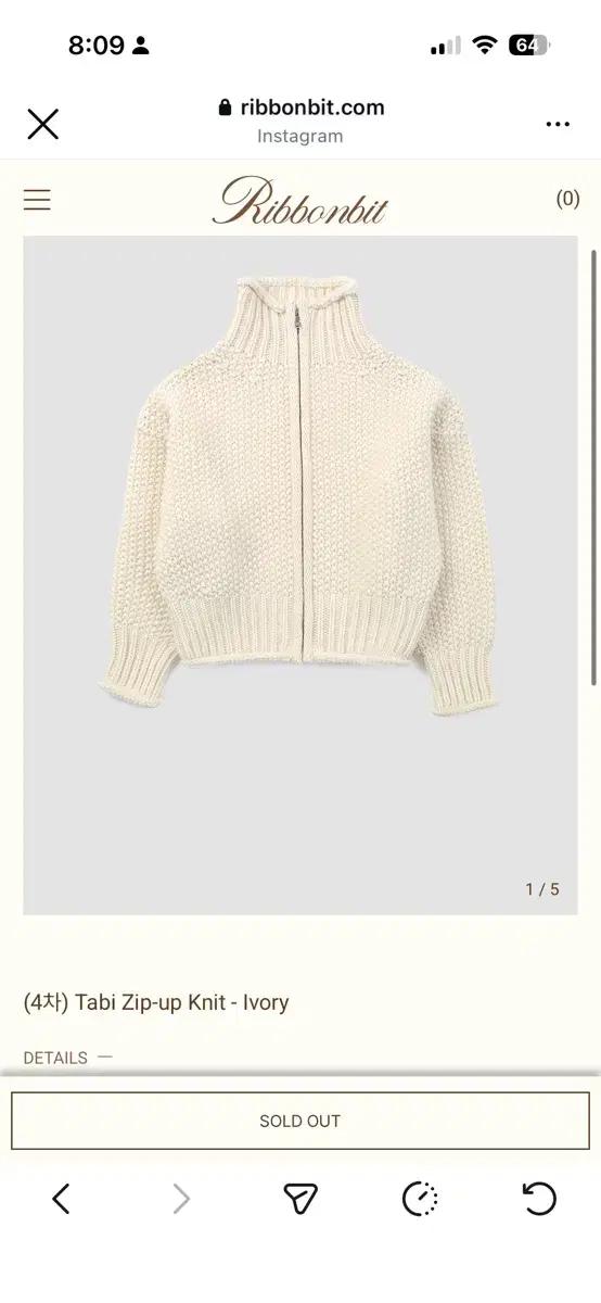 리본빛 타비 집업 니트 tabi zip-up knit