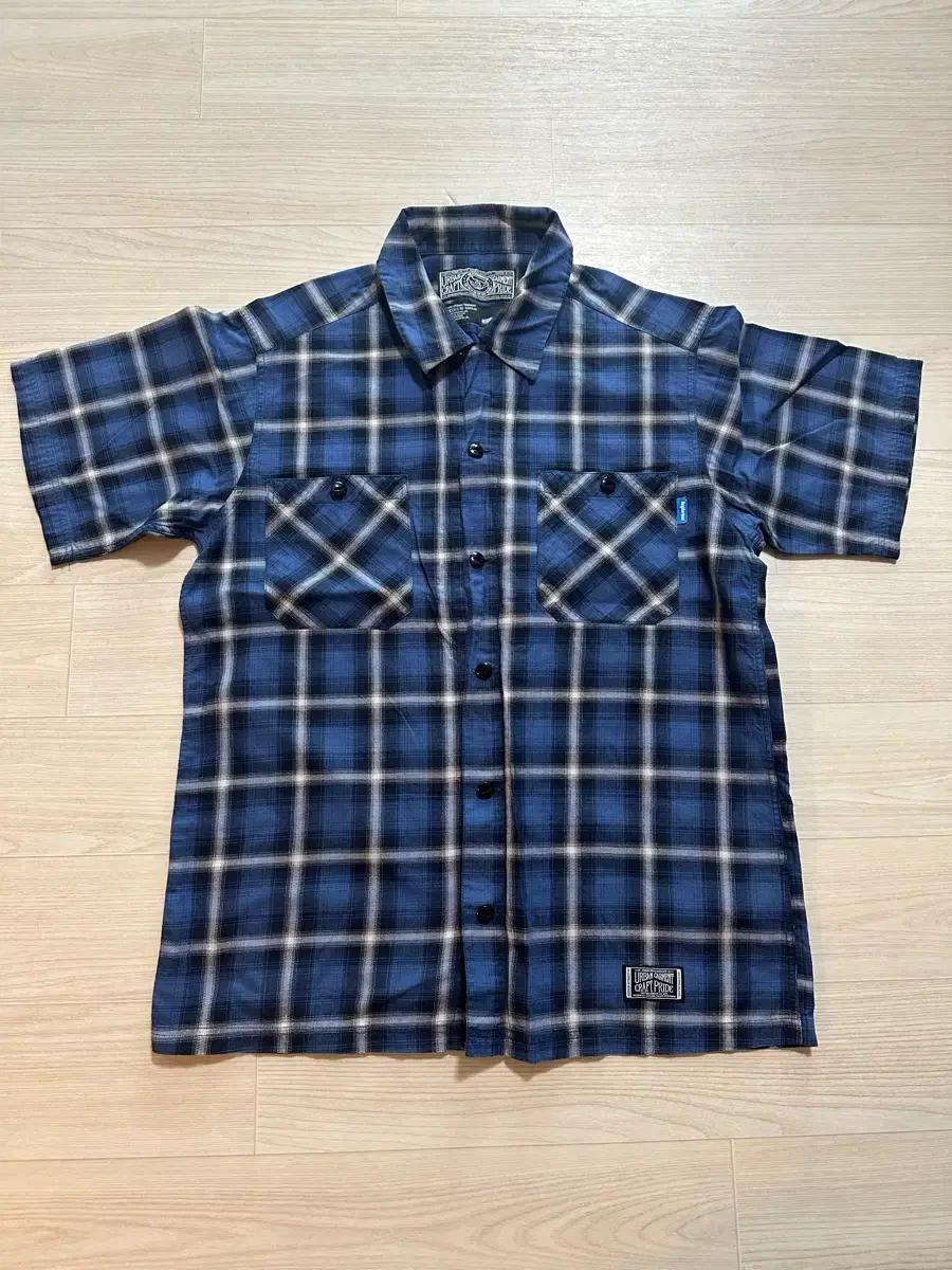 Neighborhood 블루 체크 반팔 셔츠 네이버후드 m