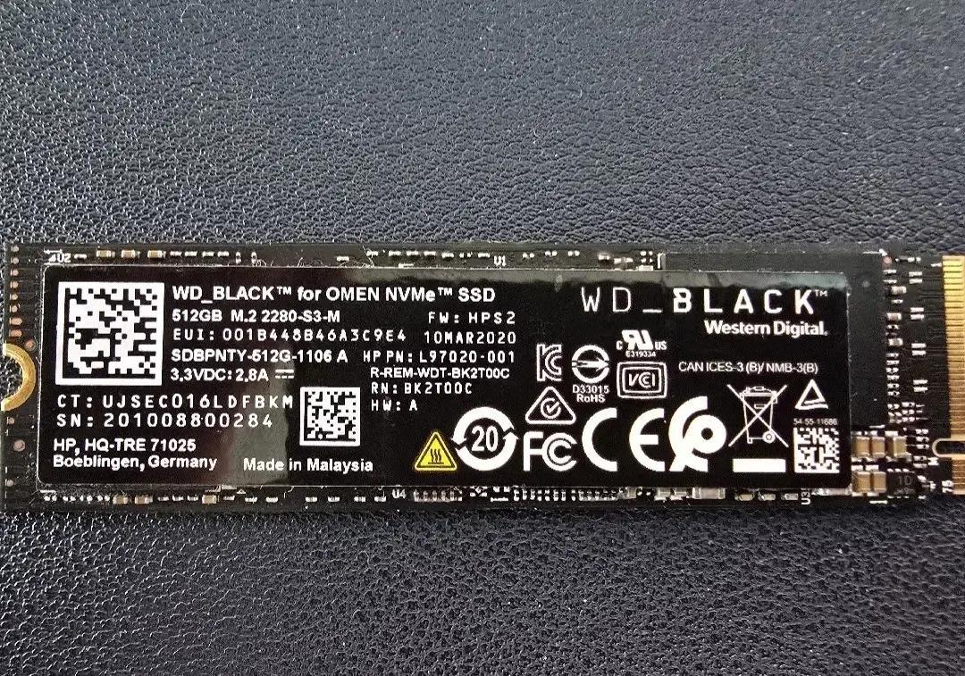 WD 블랙 512GB M.2 NVMe SSD 오멘