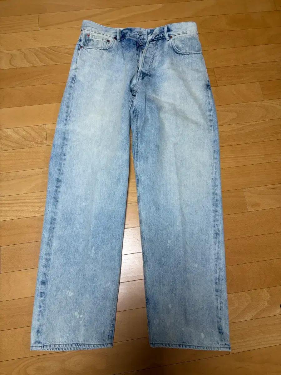 유니온블루 5pk 아콘 셀비지 와이드 데님 블리치 30
