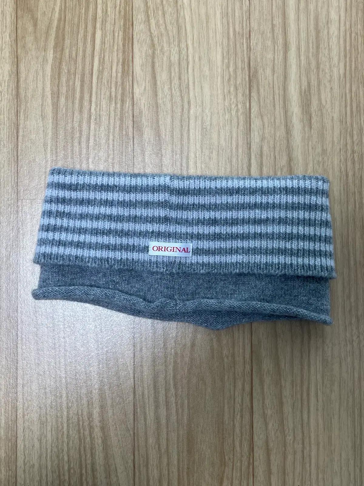 [에스이오] STRIPED WOOL HAIRBAND GRAY