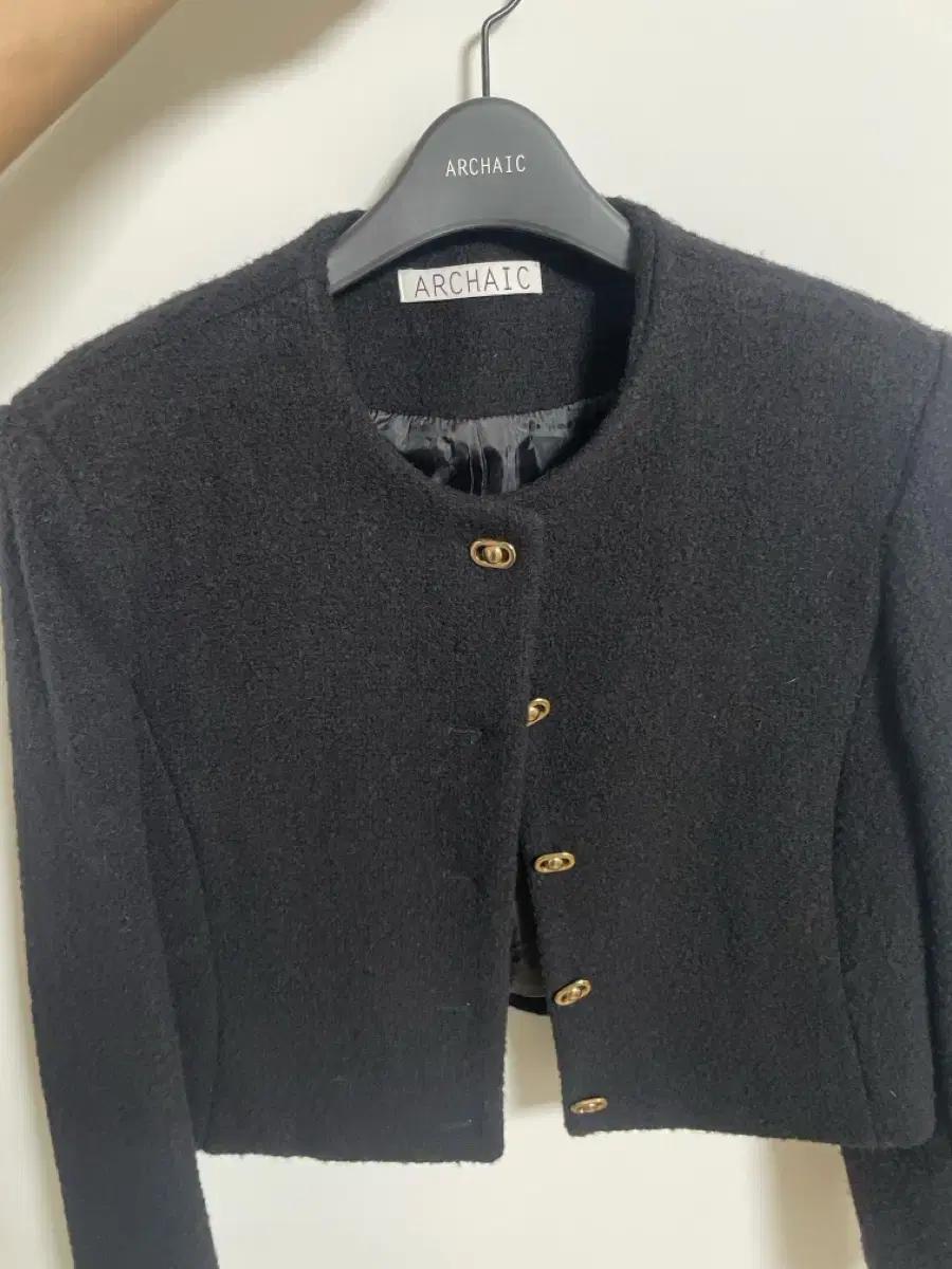 아르카익 linen tweed jacket black s사이즈