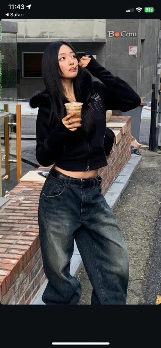 플리즈노팔로우 Becky Fur Hoodie Jacket 블랙