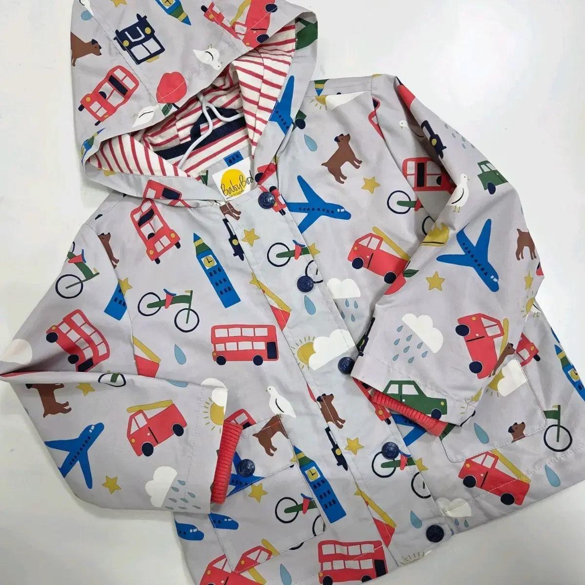 미니보덴 babyboden 2-3y 패턴 바람막이 점퍼 우비
