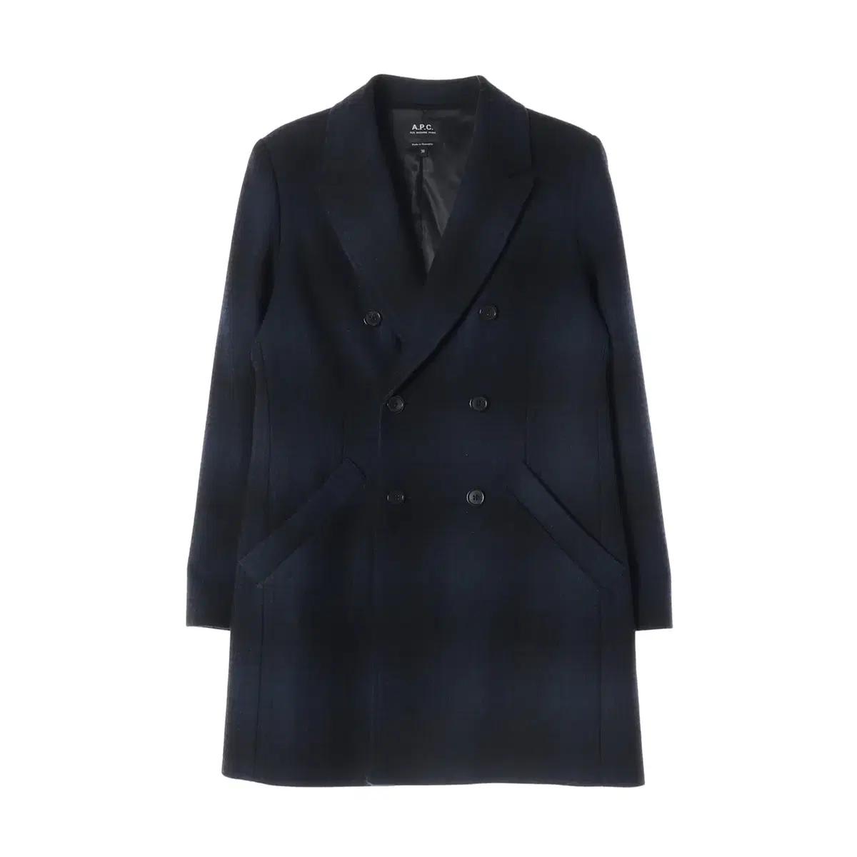 아페쎄 A.P.C. 체크 패턴 울 블렌드 더블 브레스티드 코트