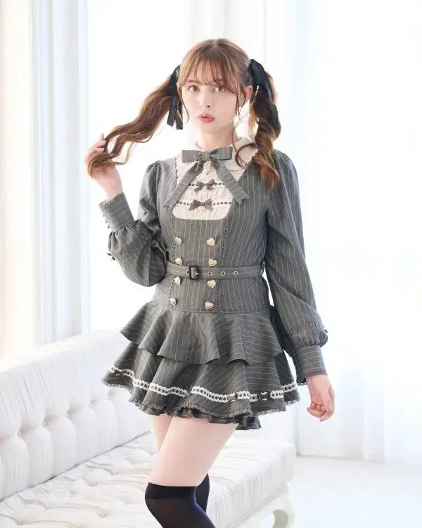 LIZ LISA 리즈리사 핀 스트라이프 2way 셋업