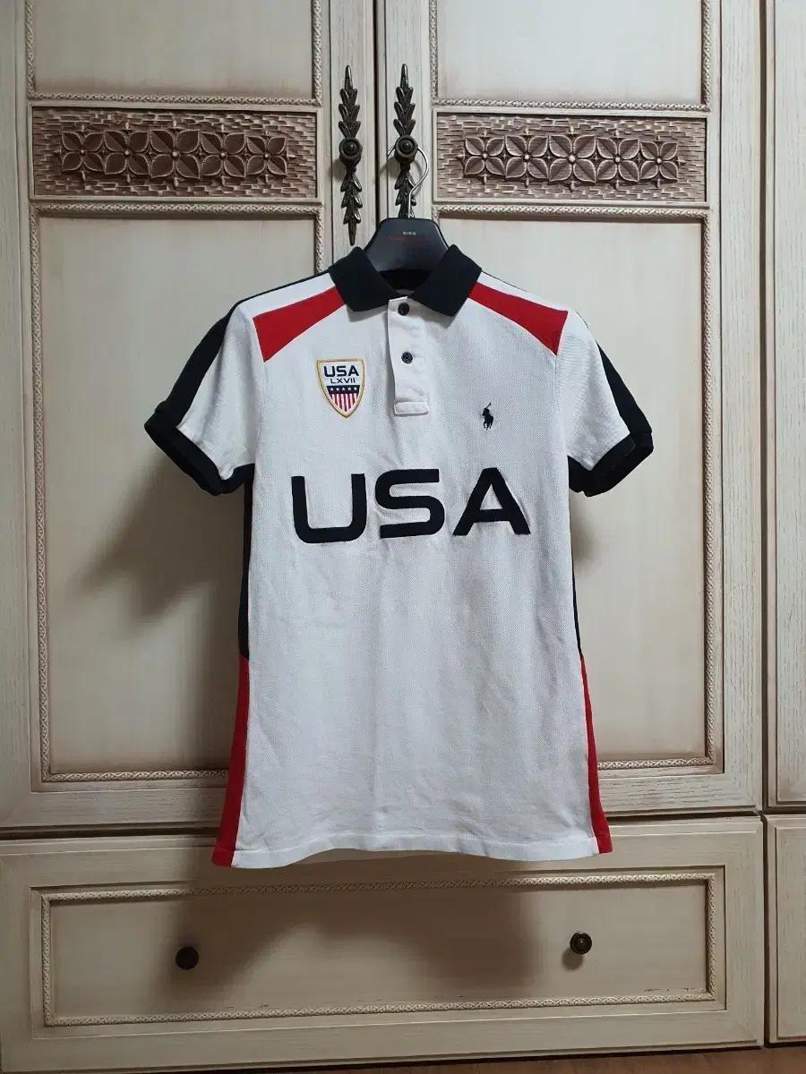 폴로 랄프로렌 성조기 usa 미스치프 반팔 카라 티셔츠 커스텀 s 90