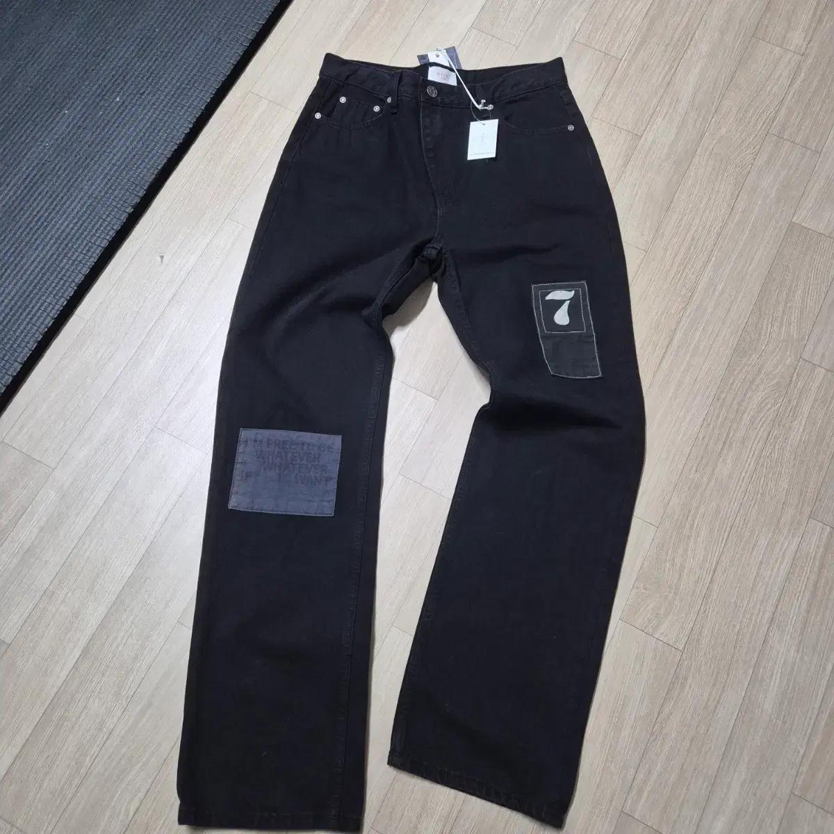 이티씨이 70년 etce 블랙 7패치 데님 팬츠