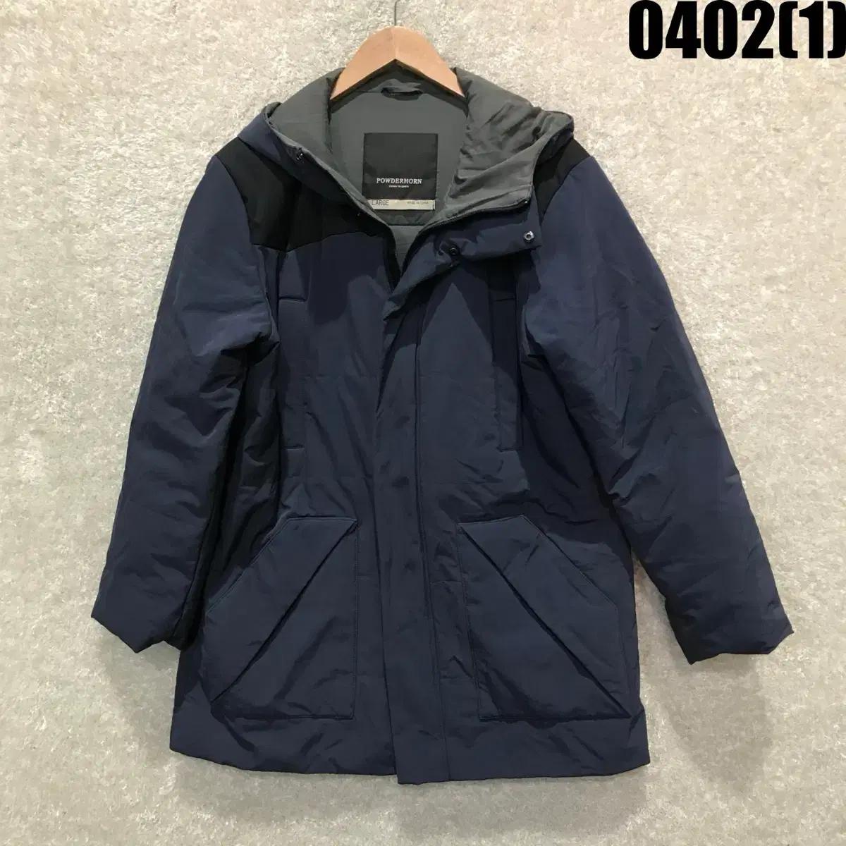 POWDERHORN 네이비 후드 패딩 점퍼 L