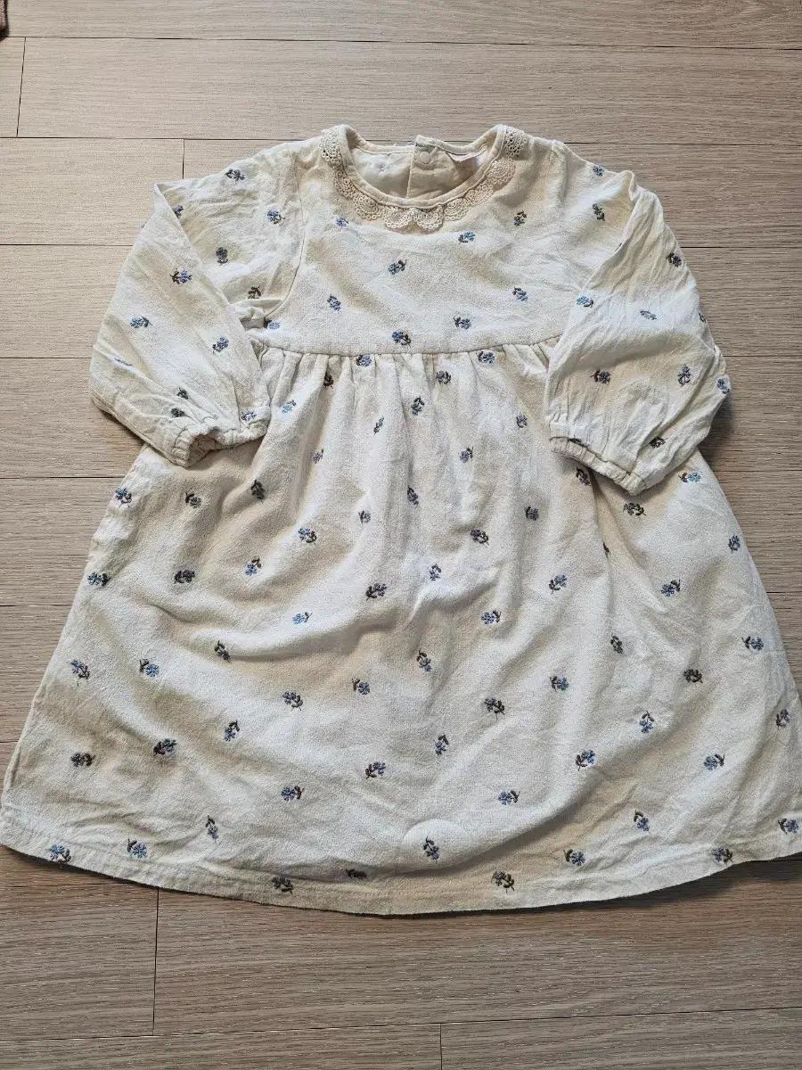 꽃자수 봄가을 원피스 110