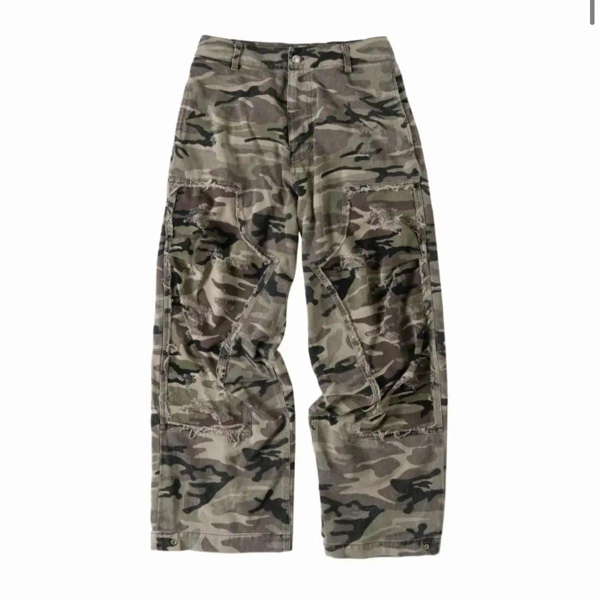 [L] ETCE DESTROYED CAMO BAGGY PANTS (OG)
