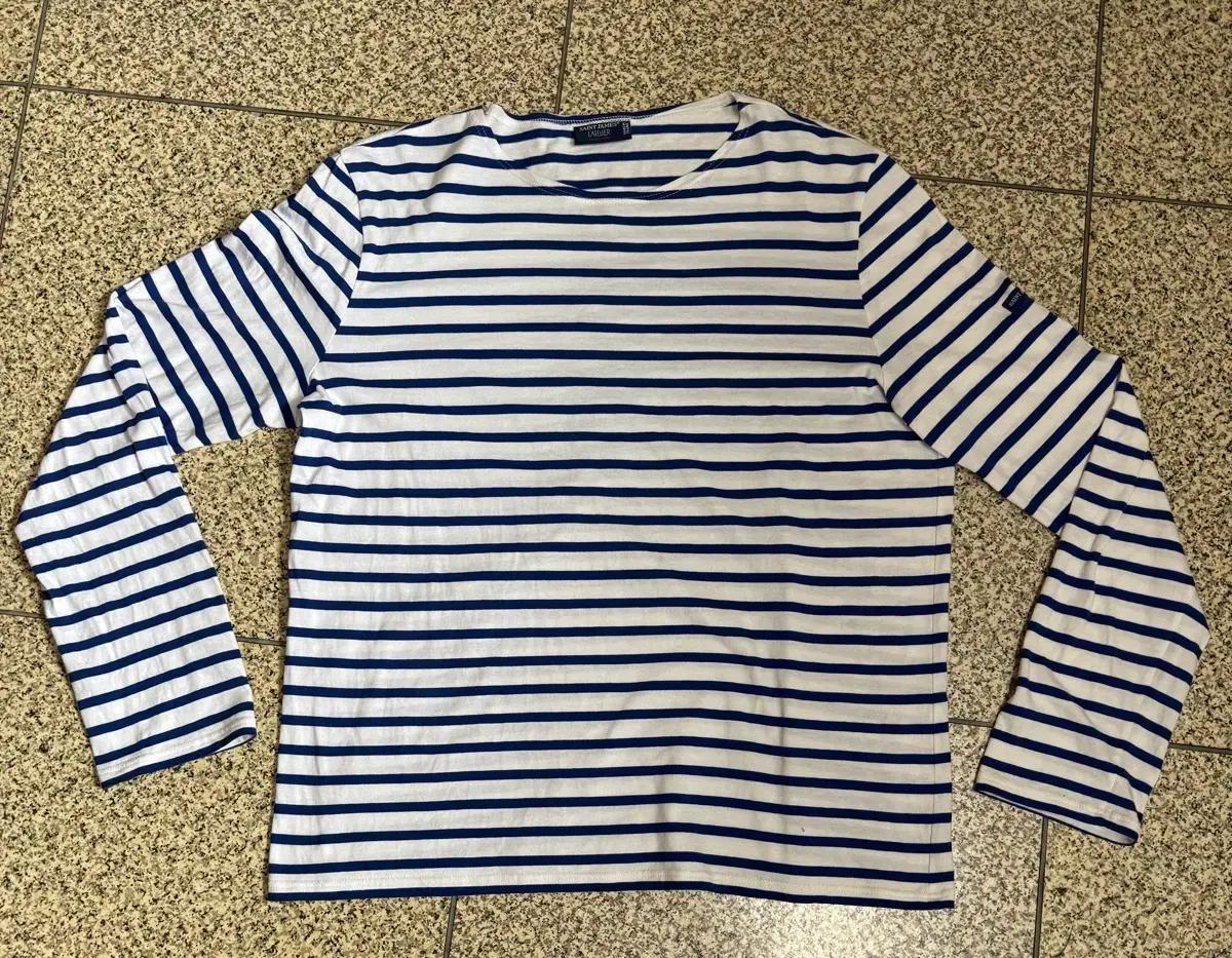 세인트제임스 메르디앙 블루 긴팔 스트라이프 티셔츠 XL (100-105)