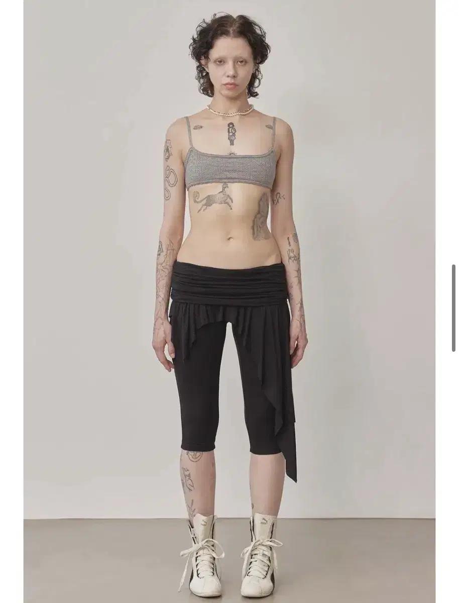 스컬프터 Asymmetric Skirt Leggings Black s