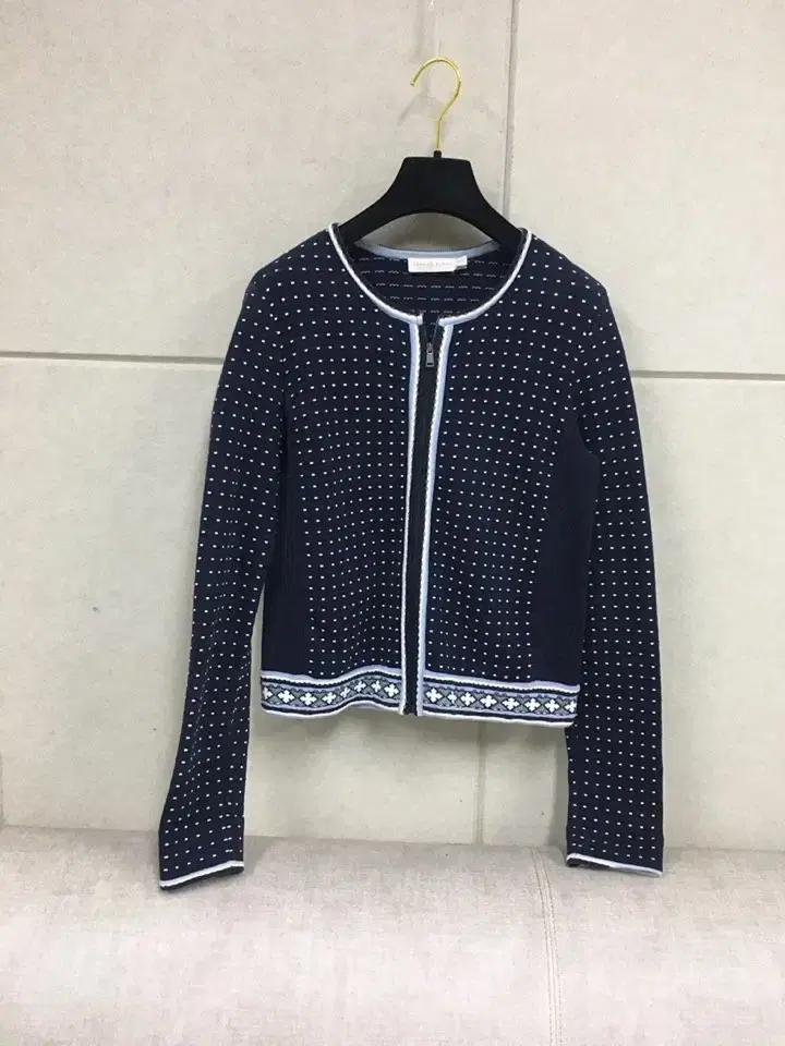 토리버치 네이비 도트 패턴 집업 면가디건