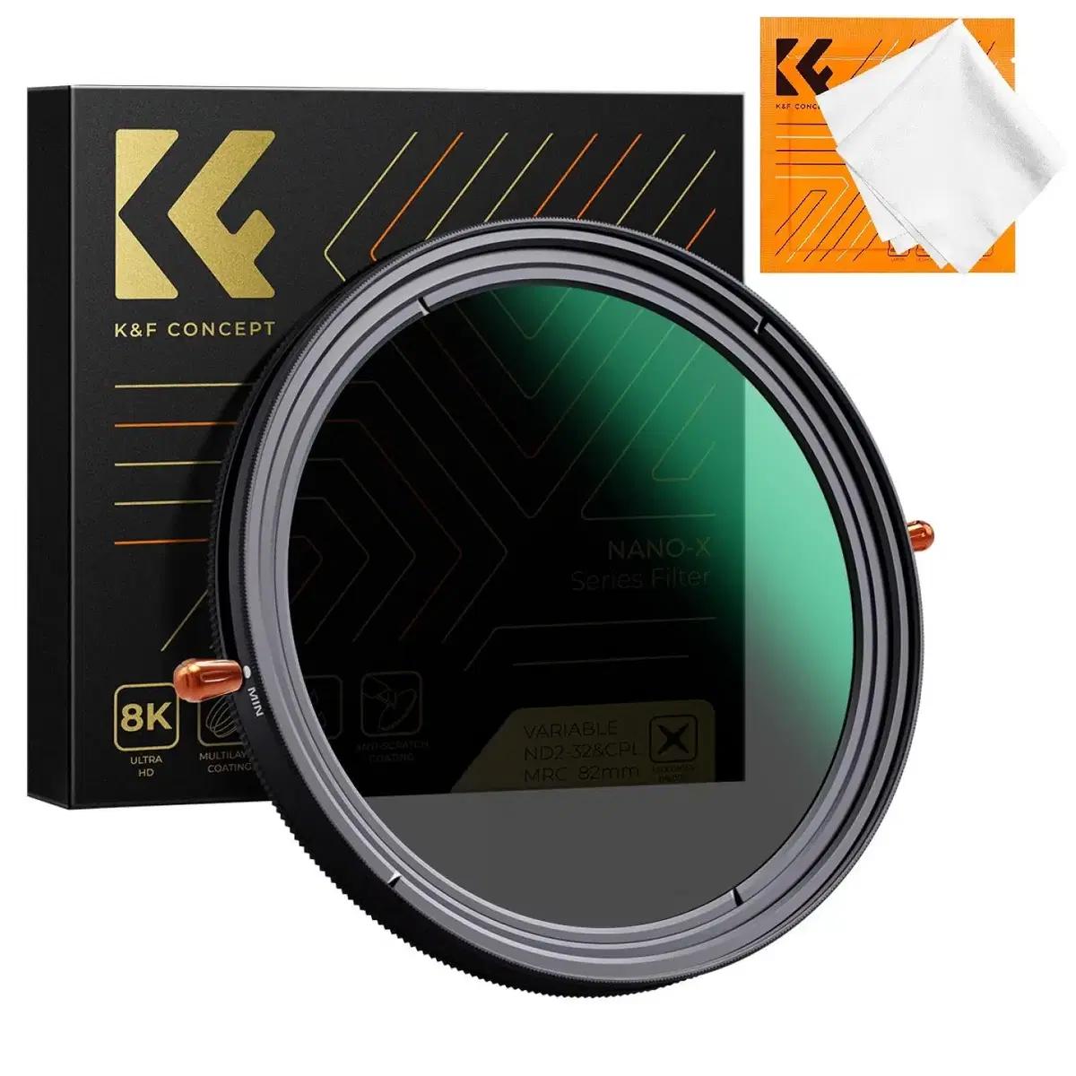 K&F 82mm NANO-X 가변 ND2-32+CPL 2in1 필터