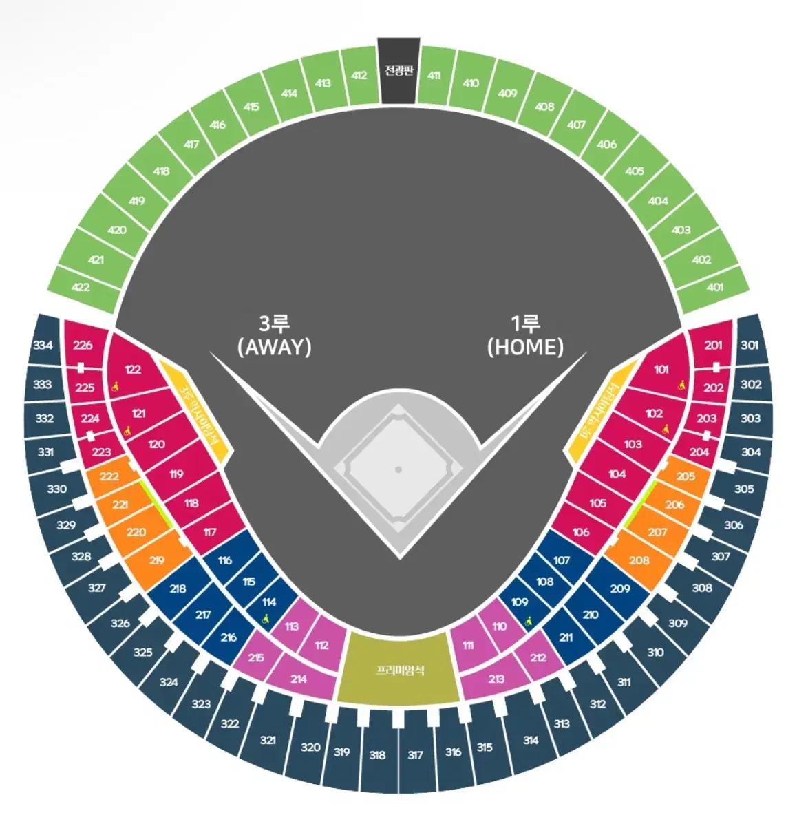 4/15(수) LG vs 롯데 1루외야지정석 403블럭 2연석