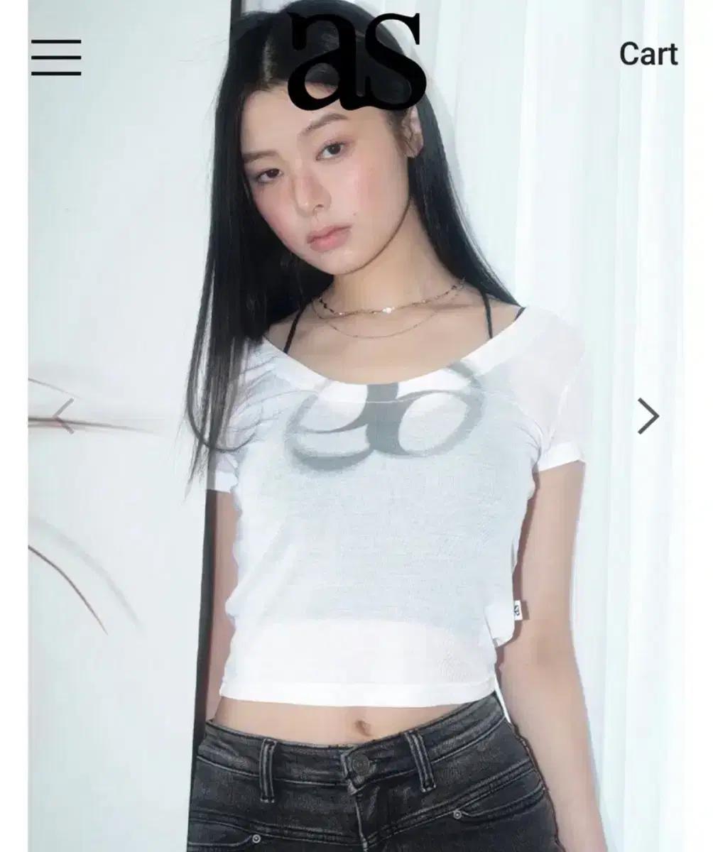 애즈온 하프 시스루티 HALF SEE-THROUGH T