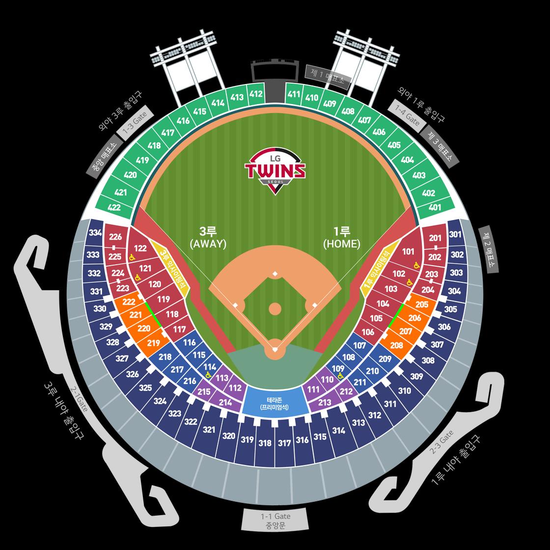 4월14일 LG vs 롯데 1루오렌지 206블럭 2연석