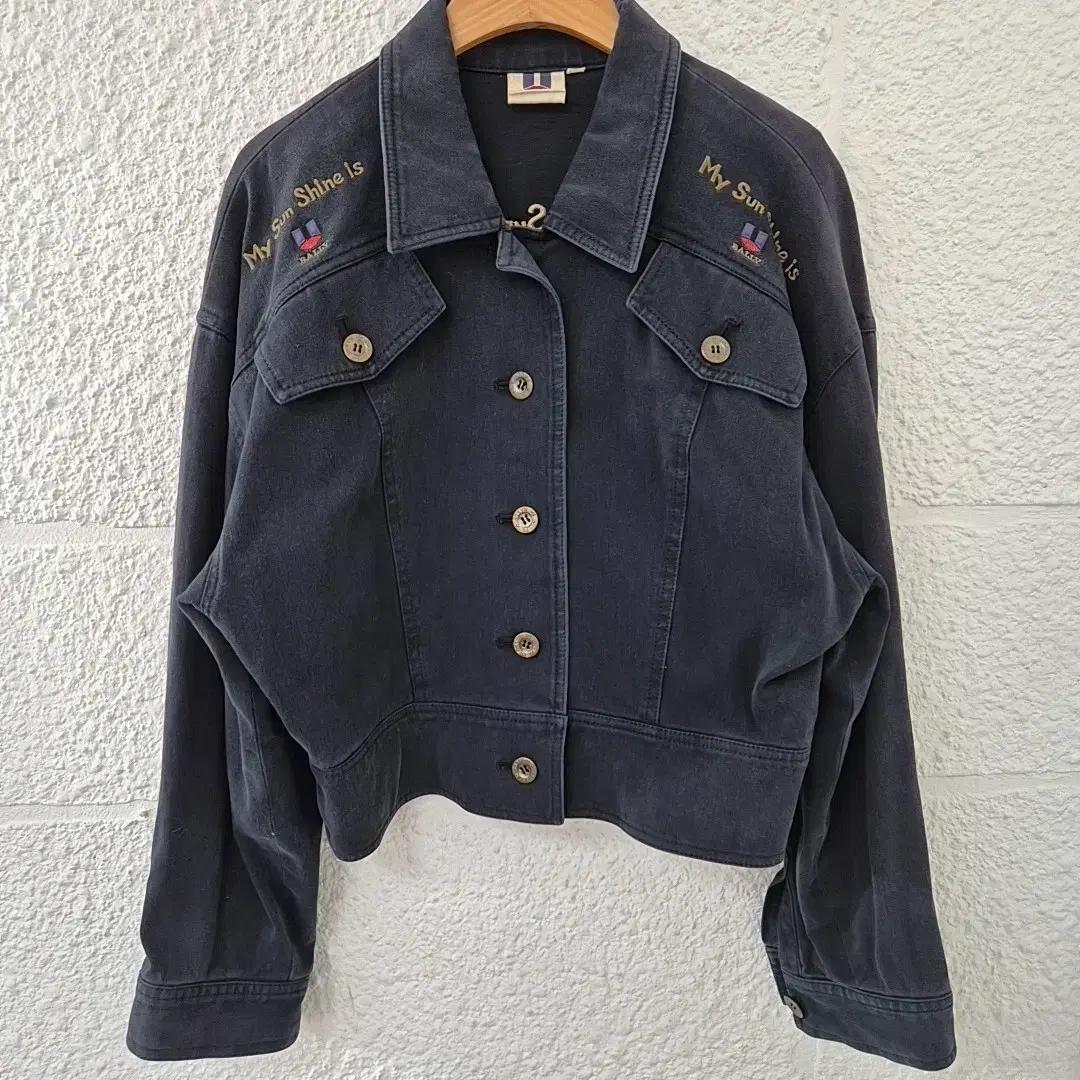 발리 bally 블랙 데님 크롭 자켓