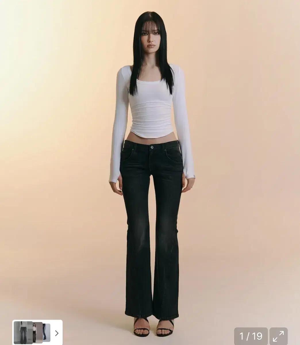 플리즈노팔로우 플노팔 25 빈티지 워싱 부츠컷 딥그레이 S