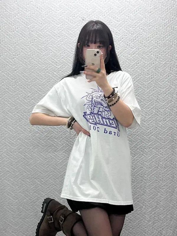 길단 빈티지 스트릿 펑크 키치 락 프린팅 반팔티 L C10637