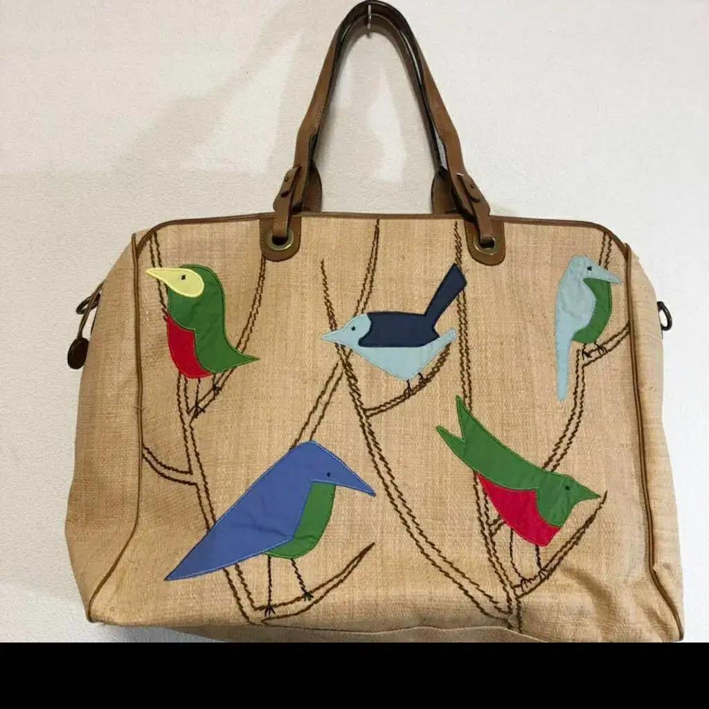명품 MARNI 마르니 버드아플리케 라피아 빅백 토트백 트래블백 여행가방