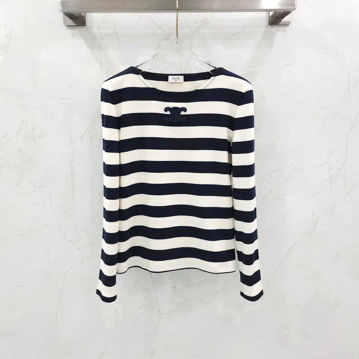 S / 셀린느 트리옹프 마르니에르 스트라이프 티셔츠 2X47NA040