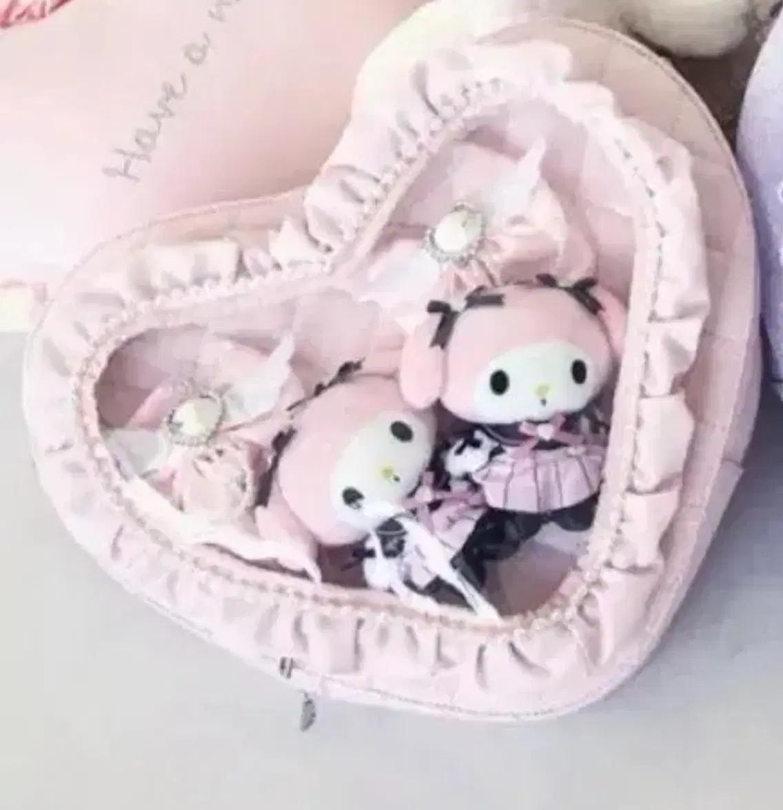 디어마이러브 핑크 디마럽 이타백 가방 하트퀄팅백