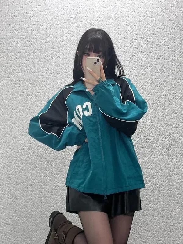 볼컴 올드스쿨 레트로 펑크 딥그린 민트 바람막이 자켓 M C10813