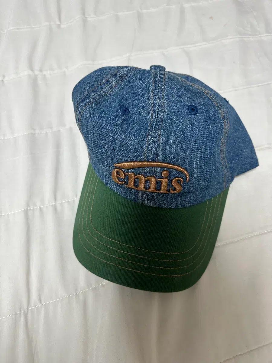 emis 이미스 투톤 데님 볼캡 그린챙 모자