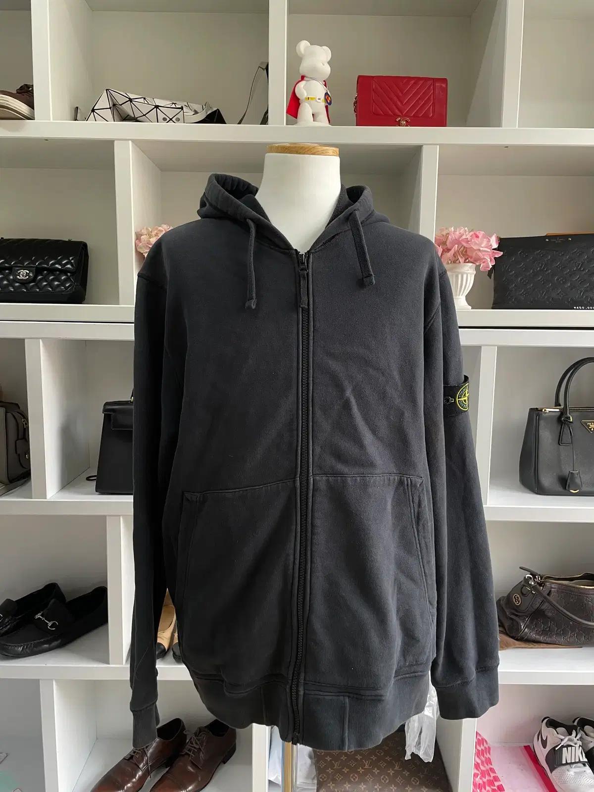 [새상품급, 3XL] 스톤아일랜드 블랙 후드집업
