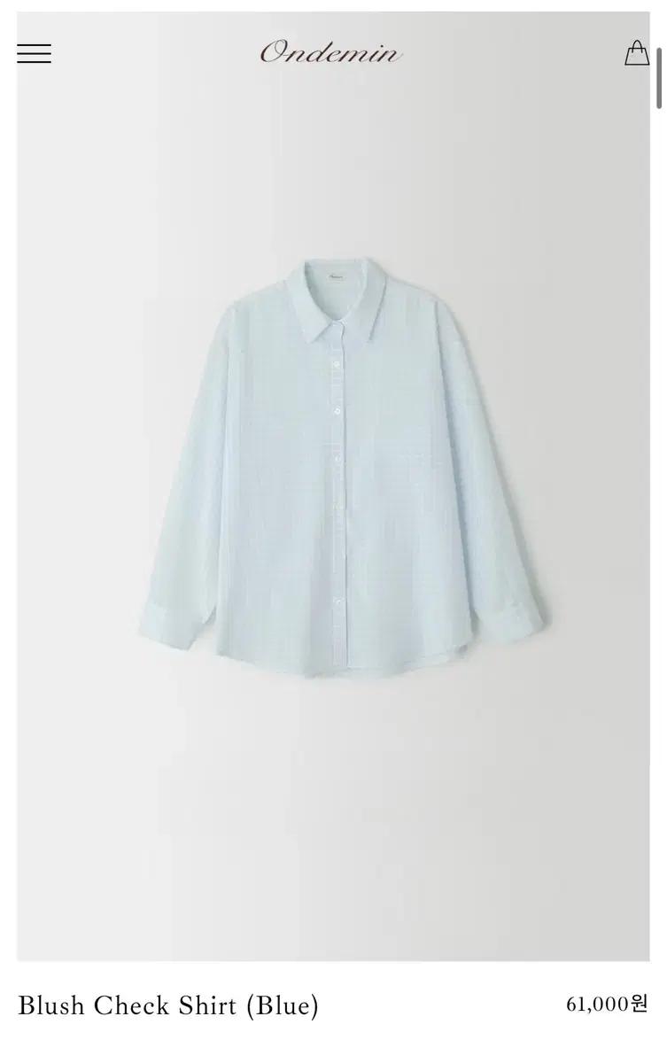 (새상품) 온드민 블러쉬 체크 셔츠 블루 ondemin shirt