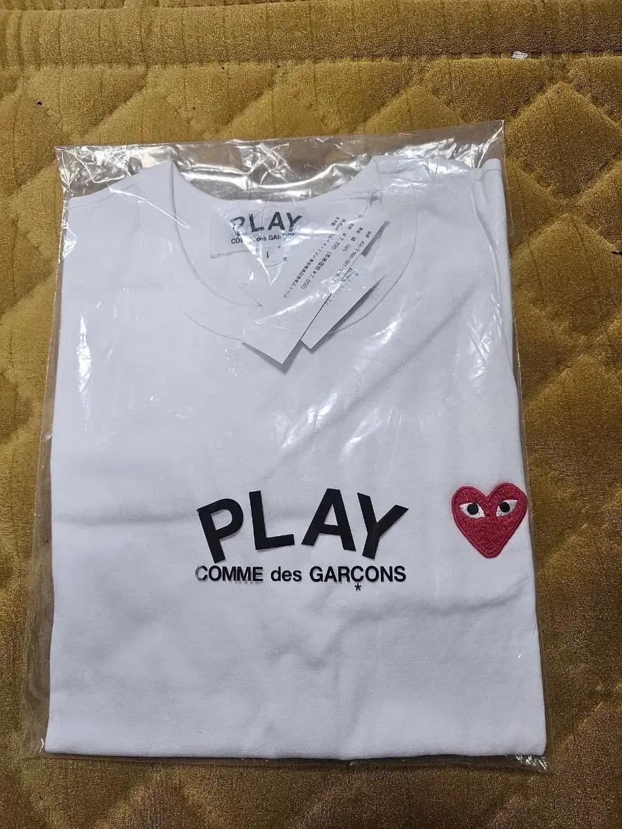 꼼데가르송 PLAY 흰색 반팔 티셔츠L
