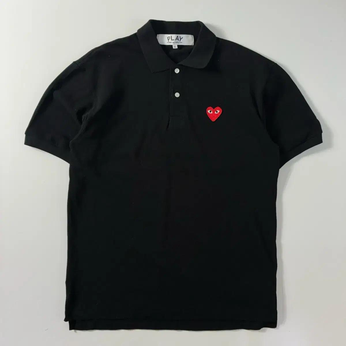 Comme des garsons  꼼데가르송 하트와펜 블랙 카라 반팔티